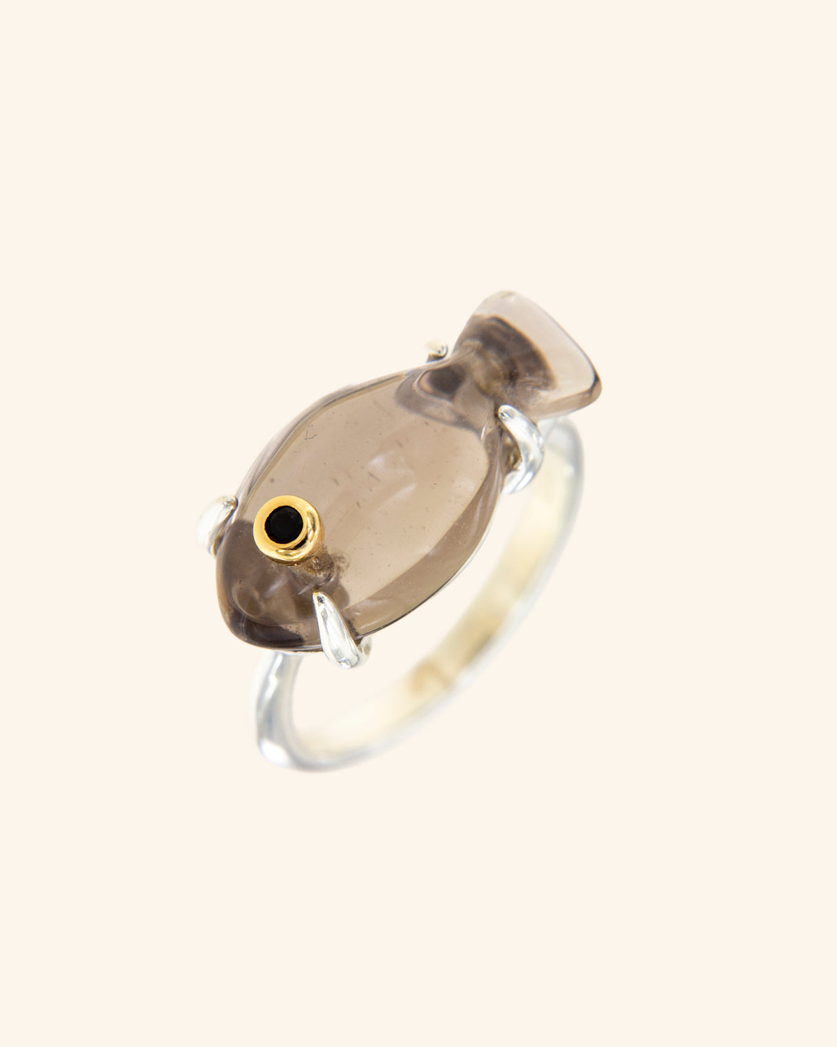 Anillo Marea Cuarzo Fumé Plata