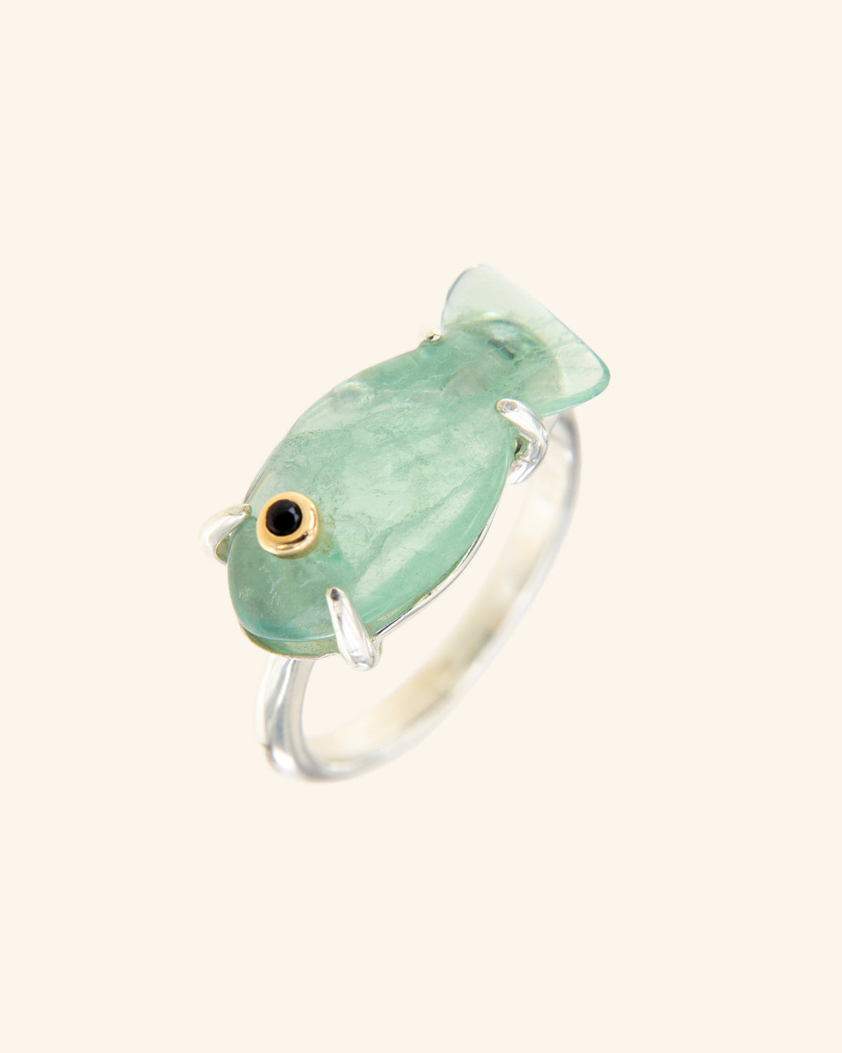 Anillo Marea Fluorita Verde Plata