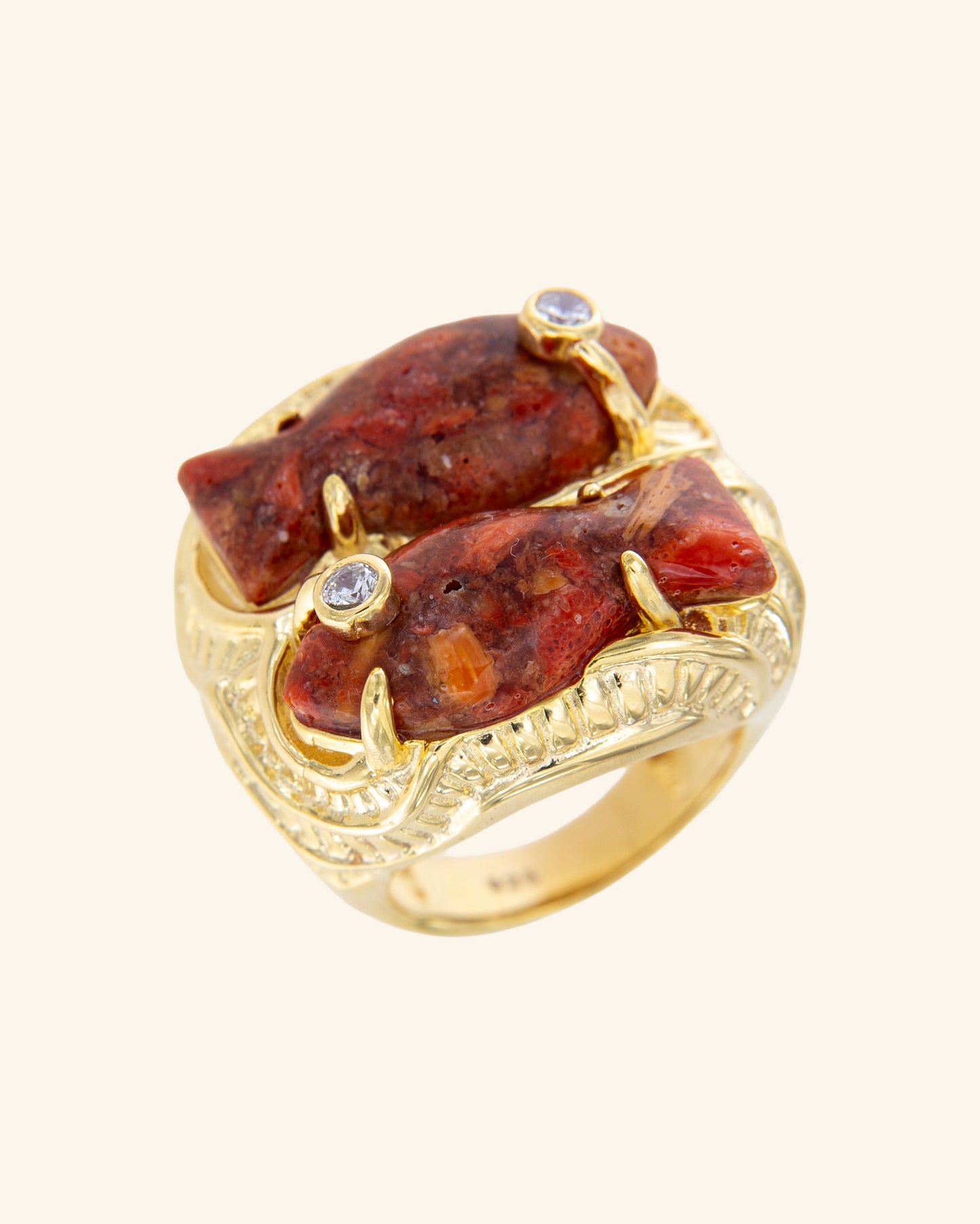 Double Coral Marea Ring 