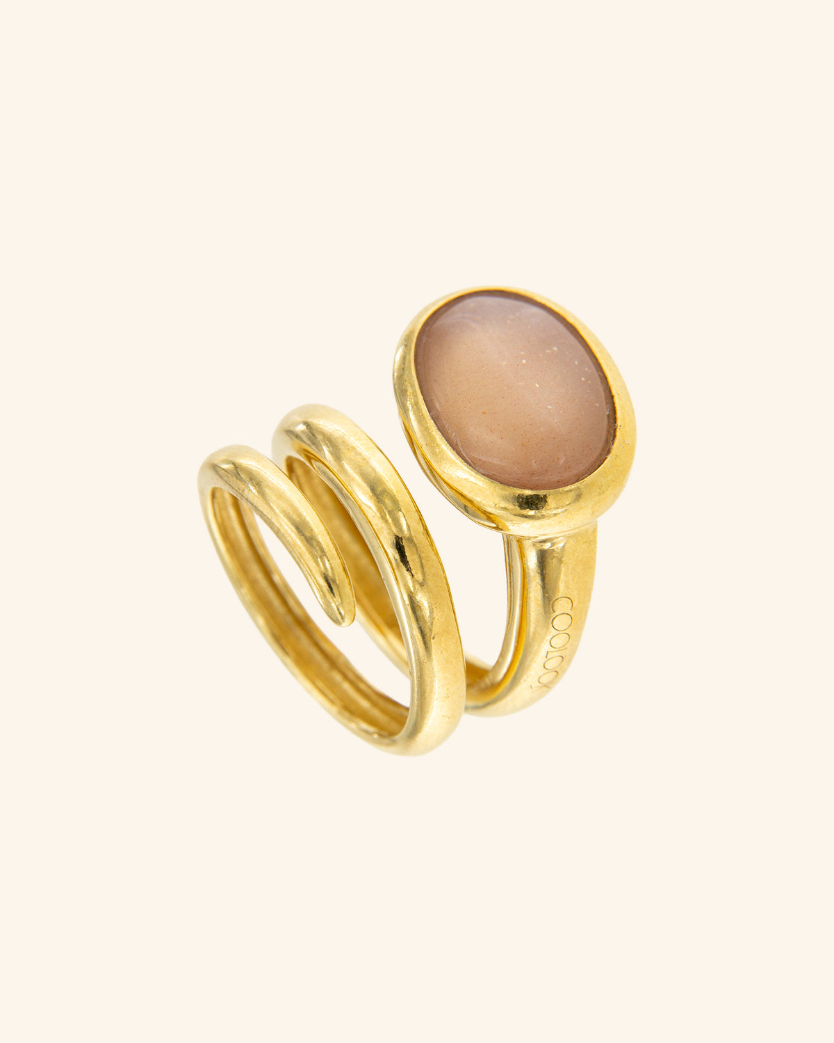 Anillo Renacuajo Piedra Luna Rosa