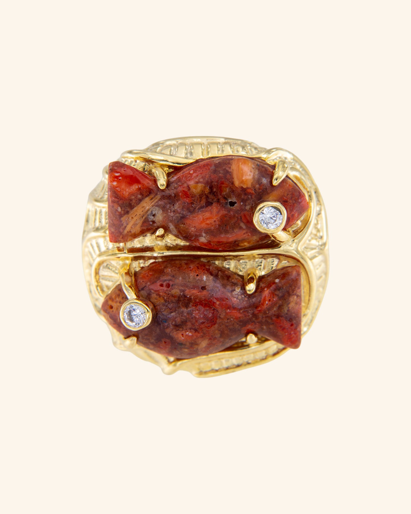 Double Coral Marea Ring 
