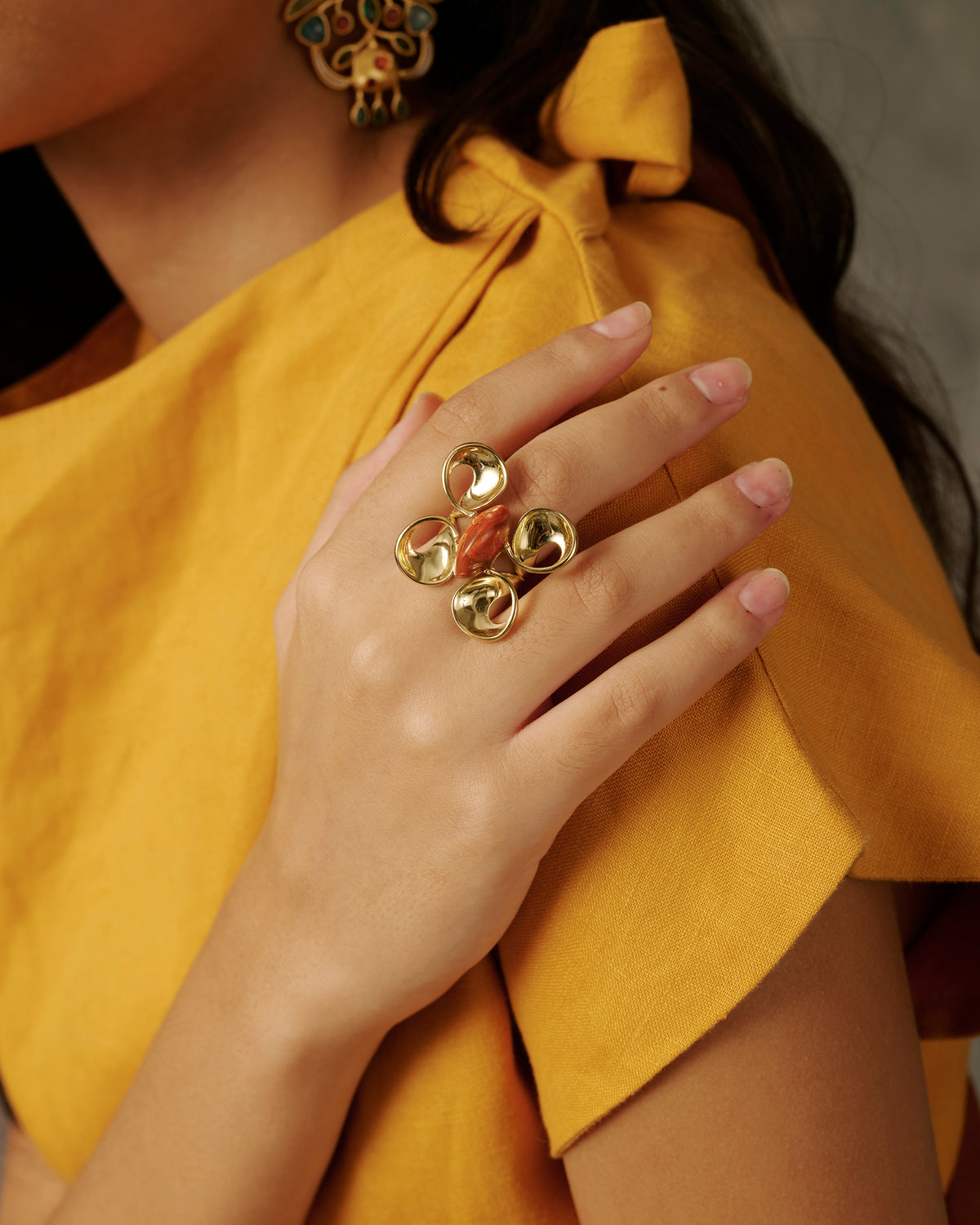 Anillo Maxim Coral Rojo