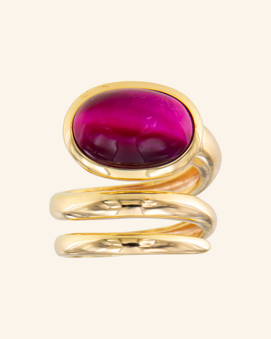 Anillo Renacuajo Ojo Tigre Frambuesa