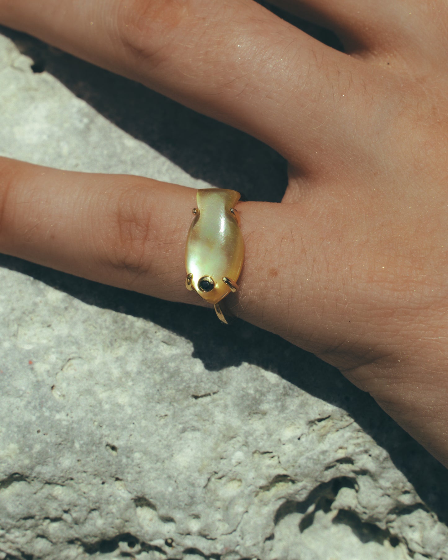 Golden Mother of Pearl Tide Ring 