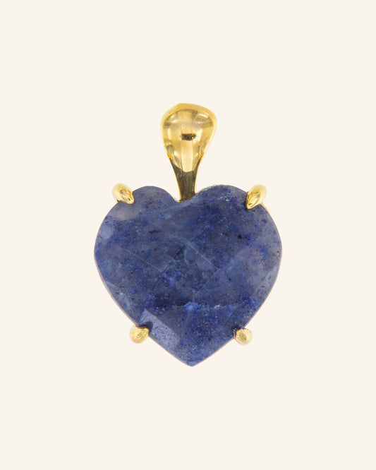 Blue quartz and gold-plated silver Heart Pendant
