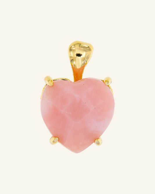 Heart pendant with pink opal