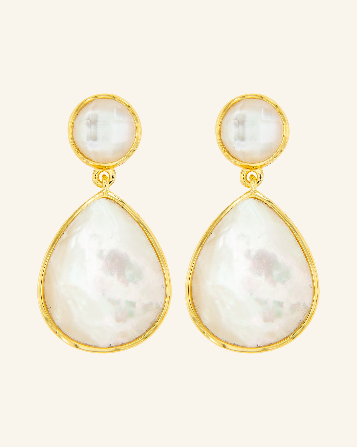 Zeus earrings with white mother of pearl and quartz
