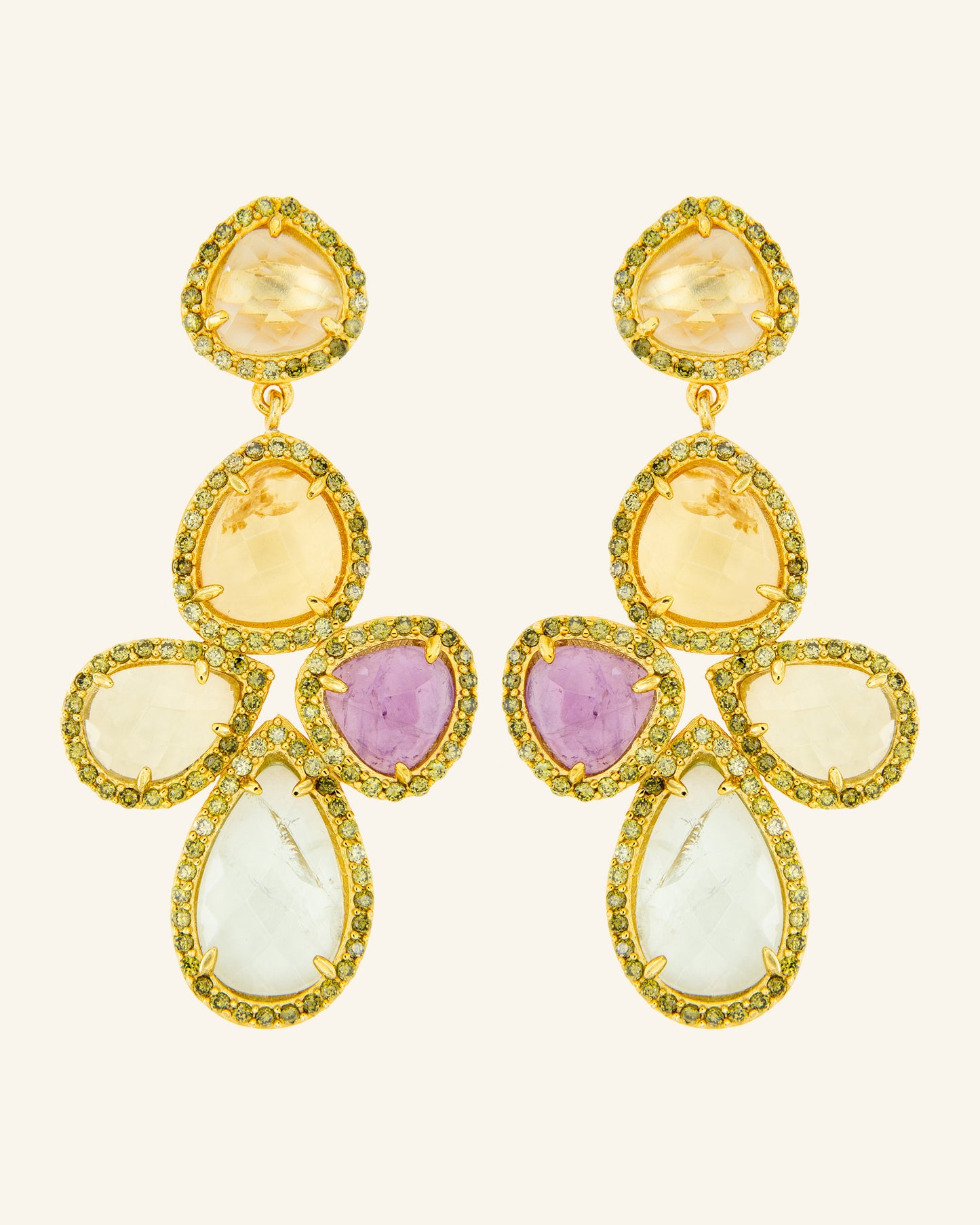 Gea earrings with amethysts and zircons