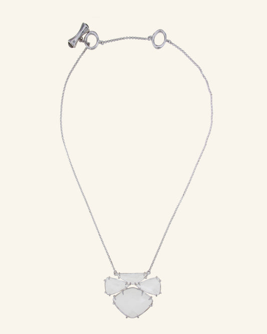 Silver Vizier necklace with colorless quartz
