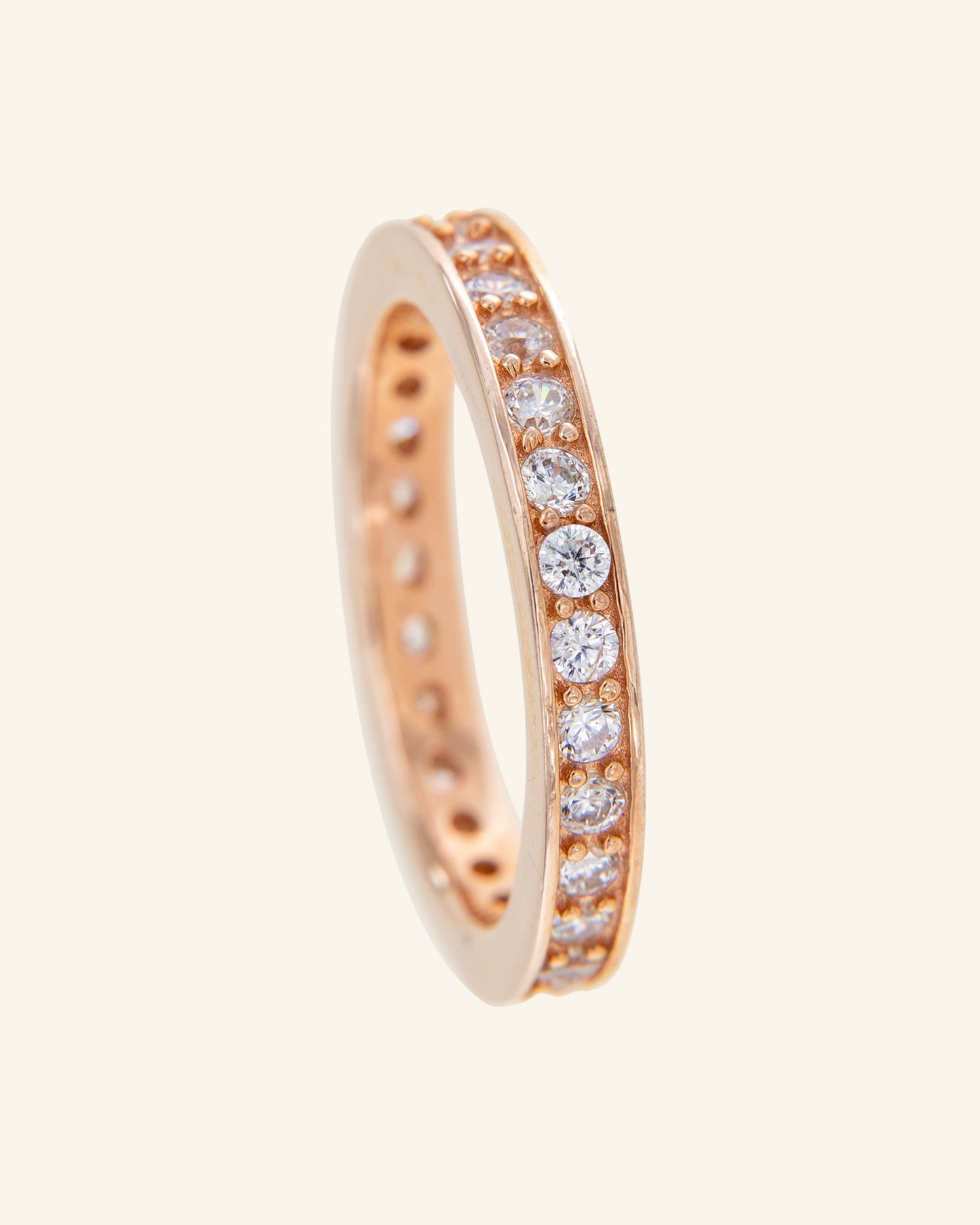 Tiber ring in rose gold with white zircons