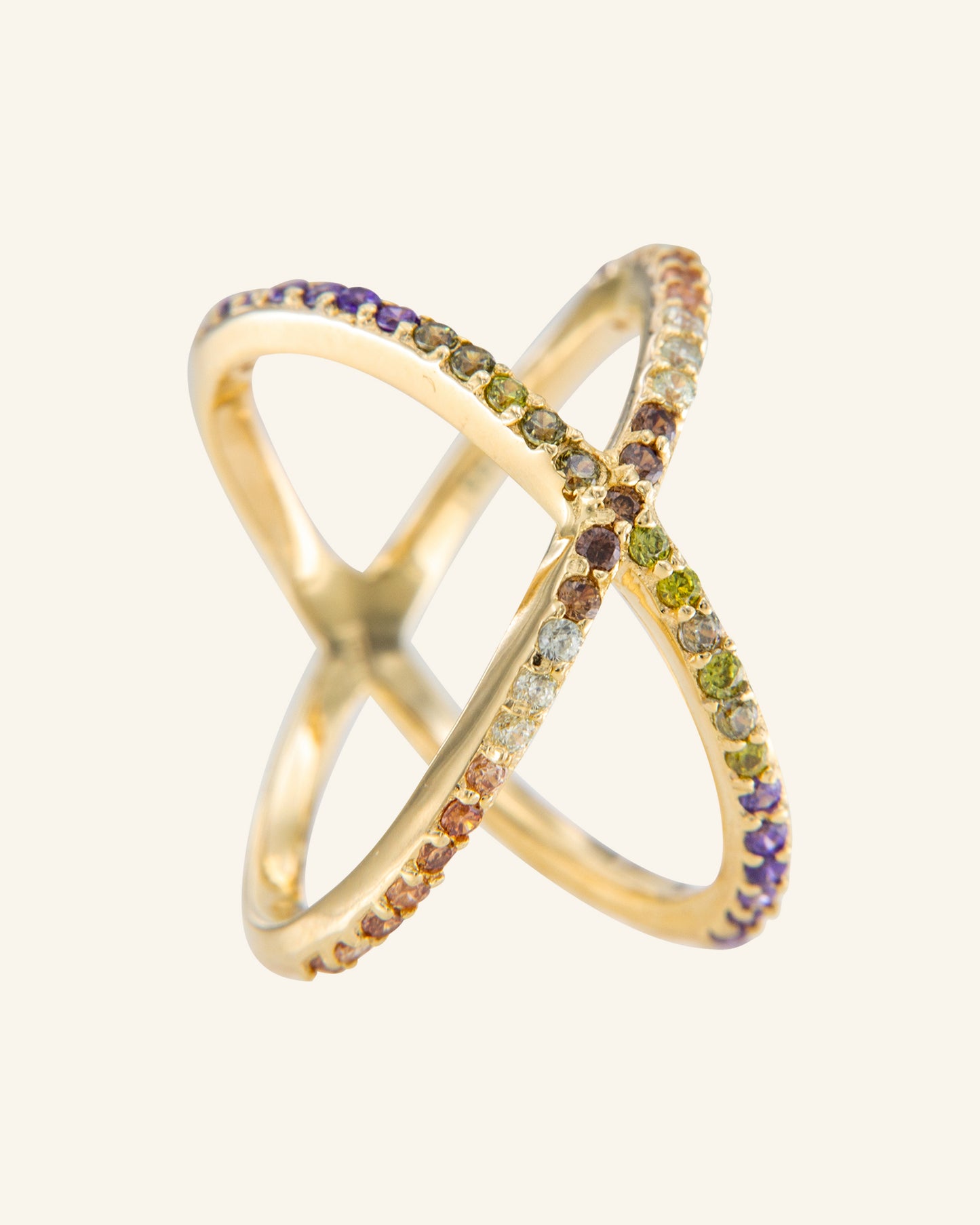 Lumen ring with multicolor zircons