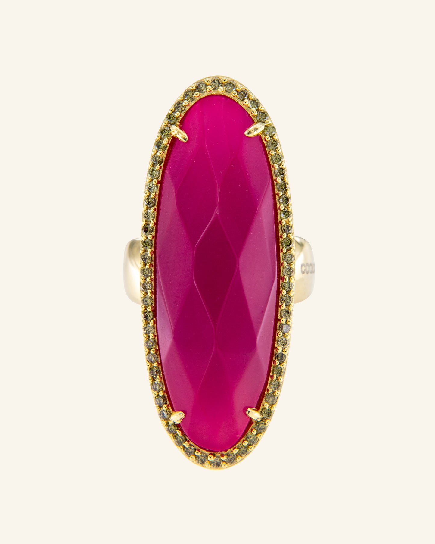 Indian ring with agate and zircons