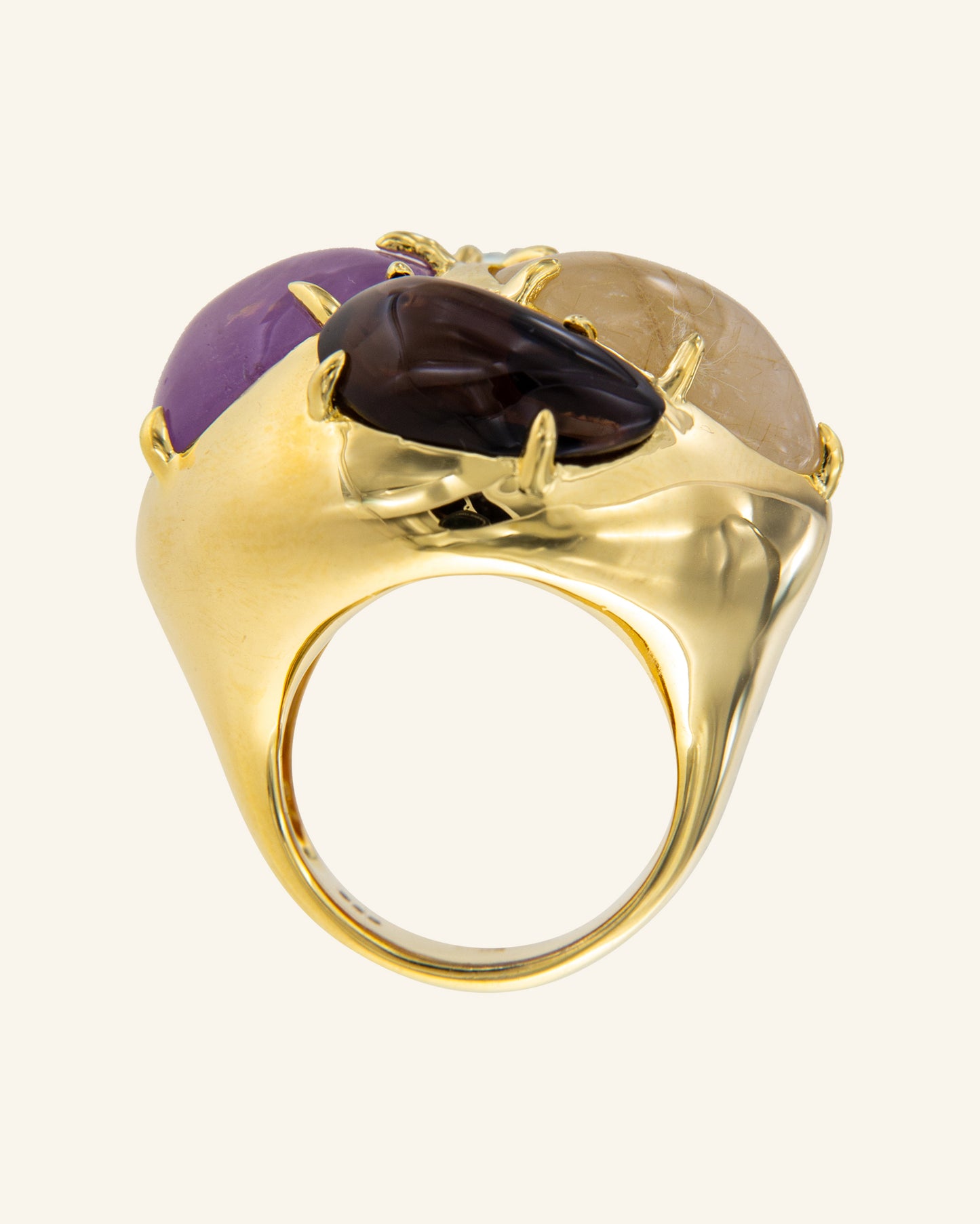 New Uepi ring with amethyst, smoky quartz, rutilated quartz