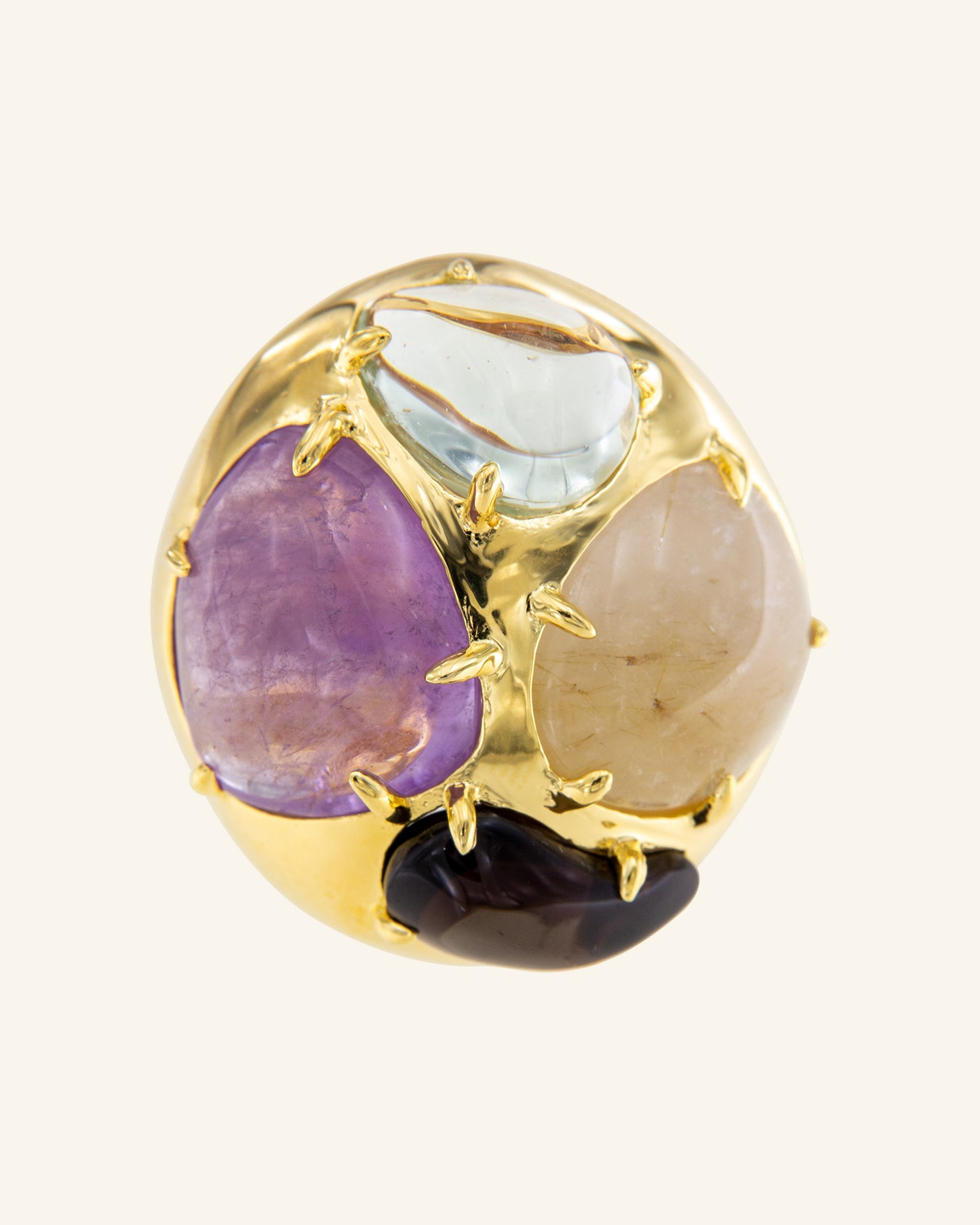 New Uepi ring with amethyst, smoky quartz, rutilated quartz