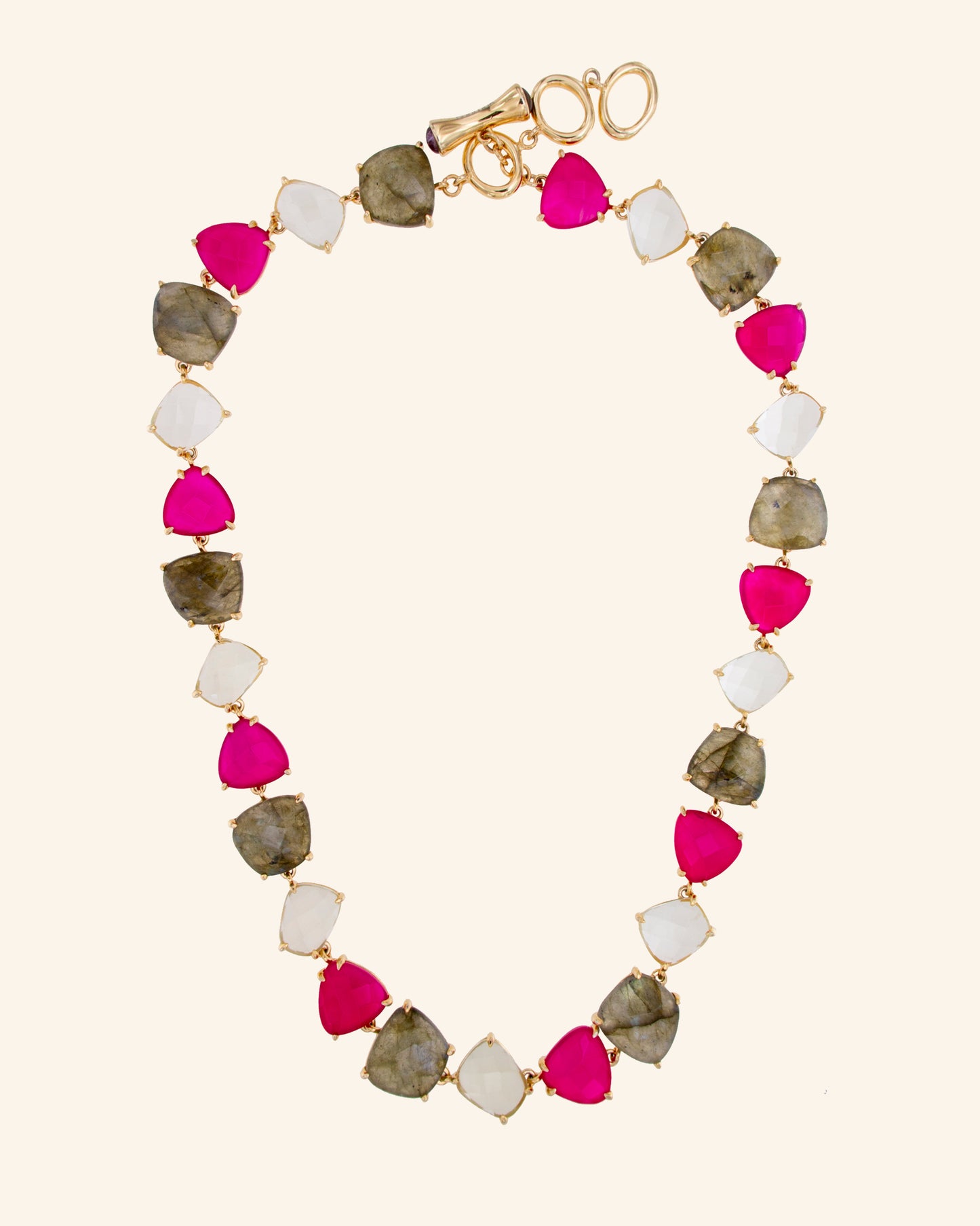 Nereid necklace with labradorite, raspberry agate and lemon quartz