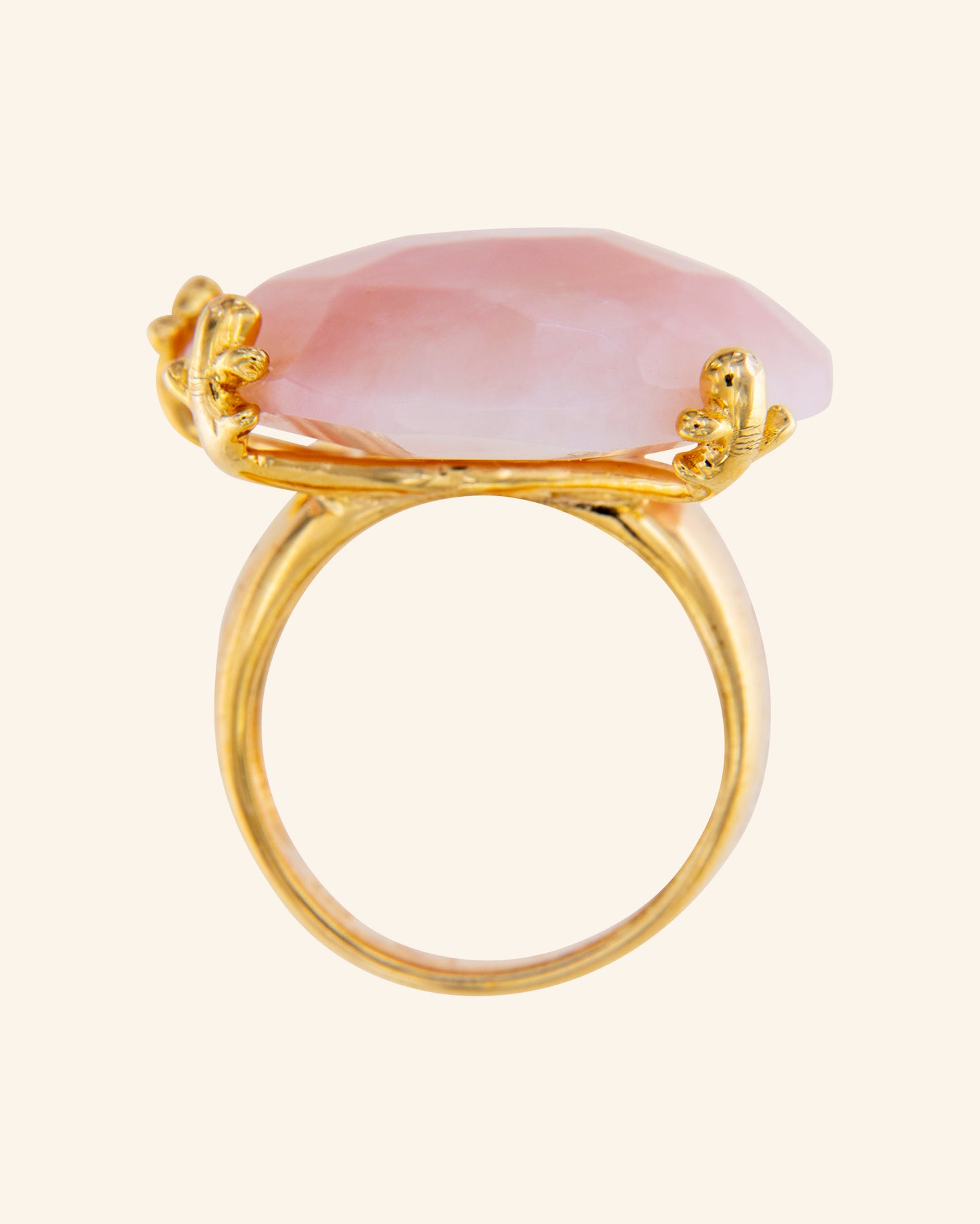 Cactus ring with pink opal