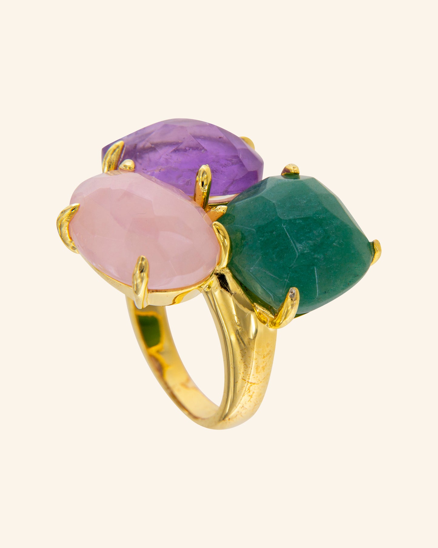 Kraz ring with rose quartz, amethyst and aventurine