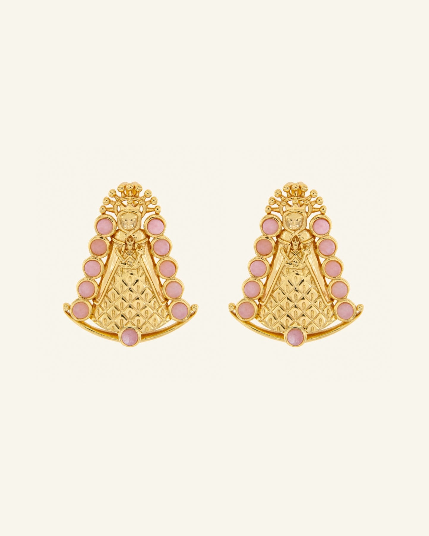 Pendientes Virgen Rosario Ópalo Rosa PREORDER