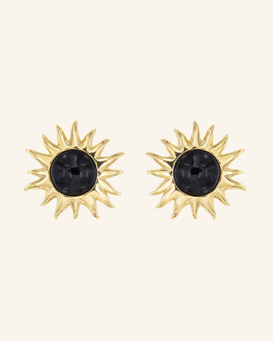 Pendientes Sol Fascinante Ágata Negra