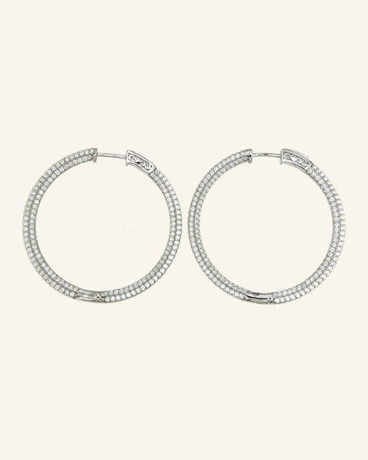 Silver Venus 3DG Hoop Earrings with Zircons