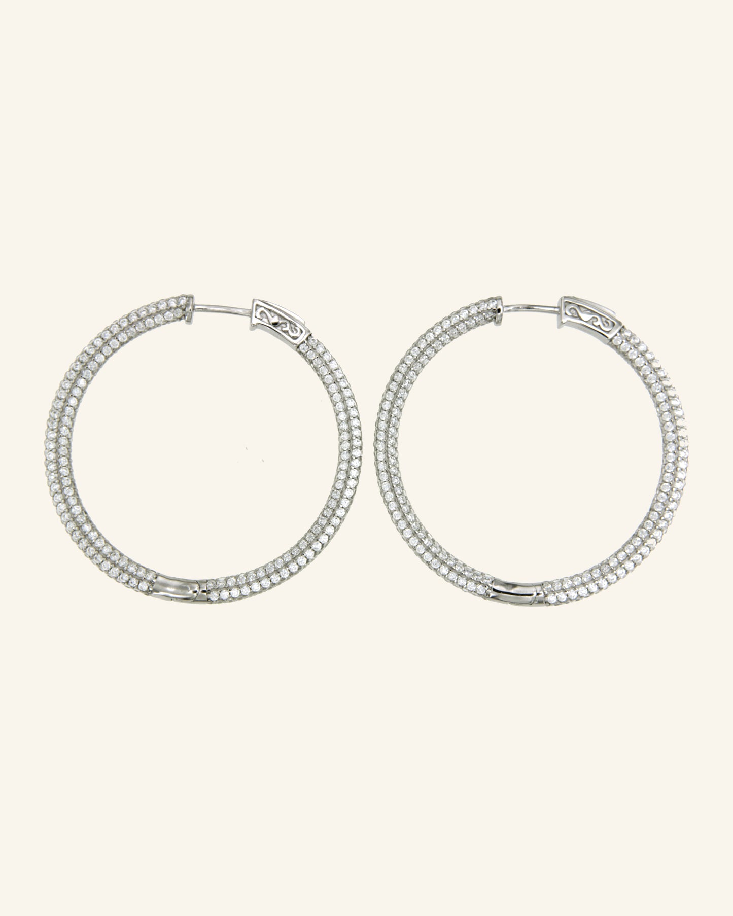 Silver Venus 3DG Hoop Earrings with Zircons