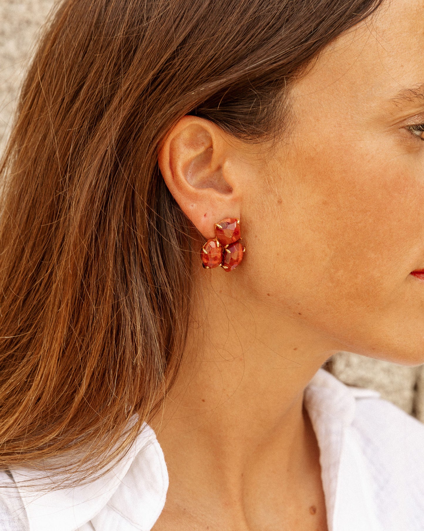 kraz earrings with red coral