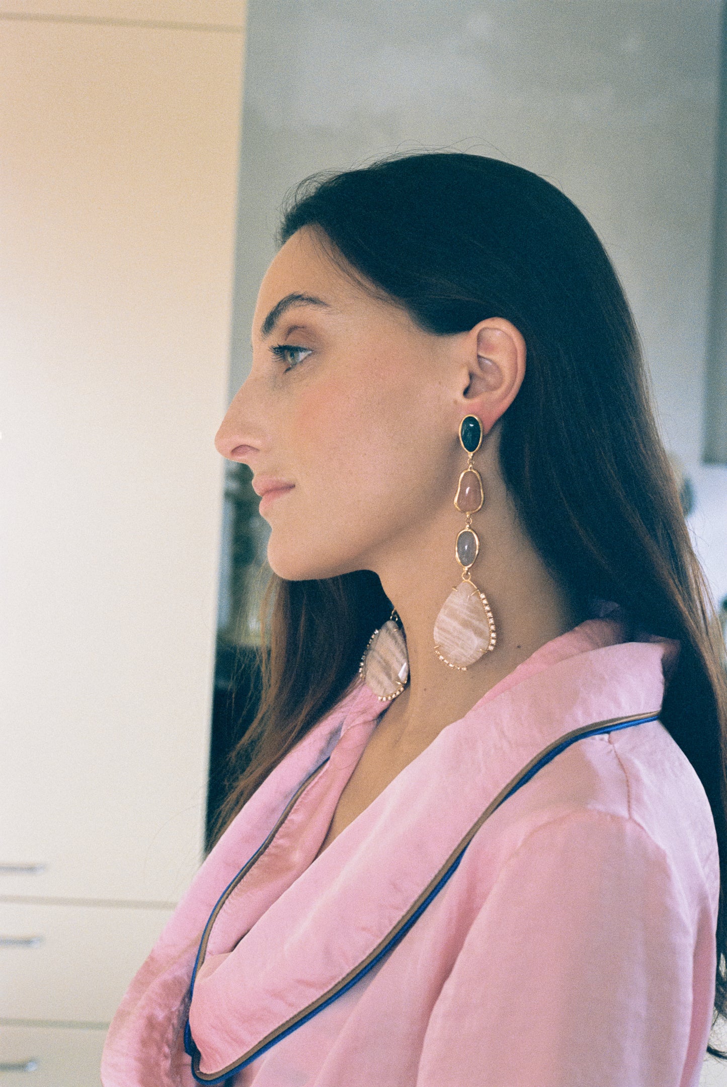 Lágrimas Pangea con piedraluna y circonitas