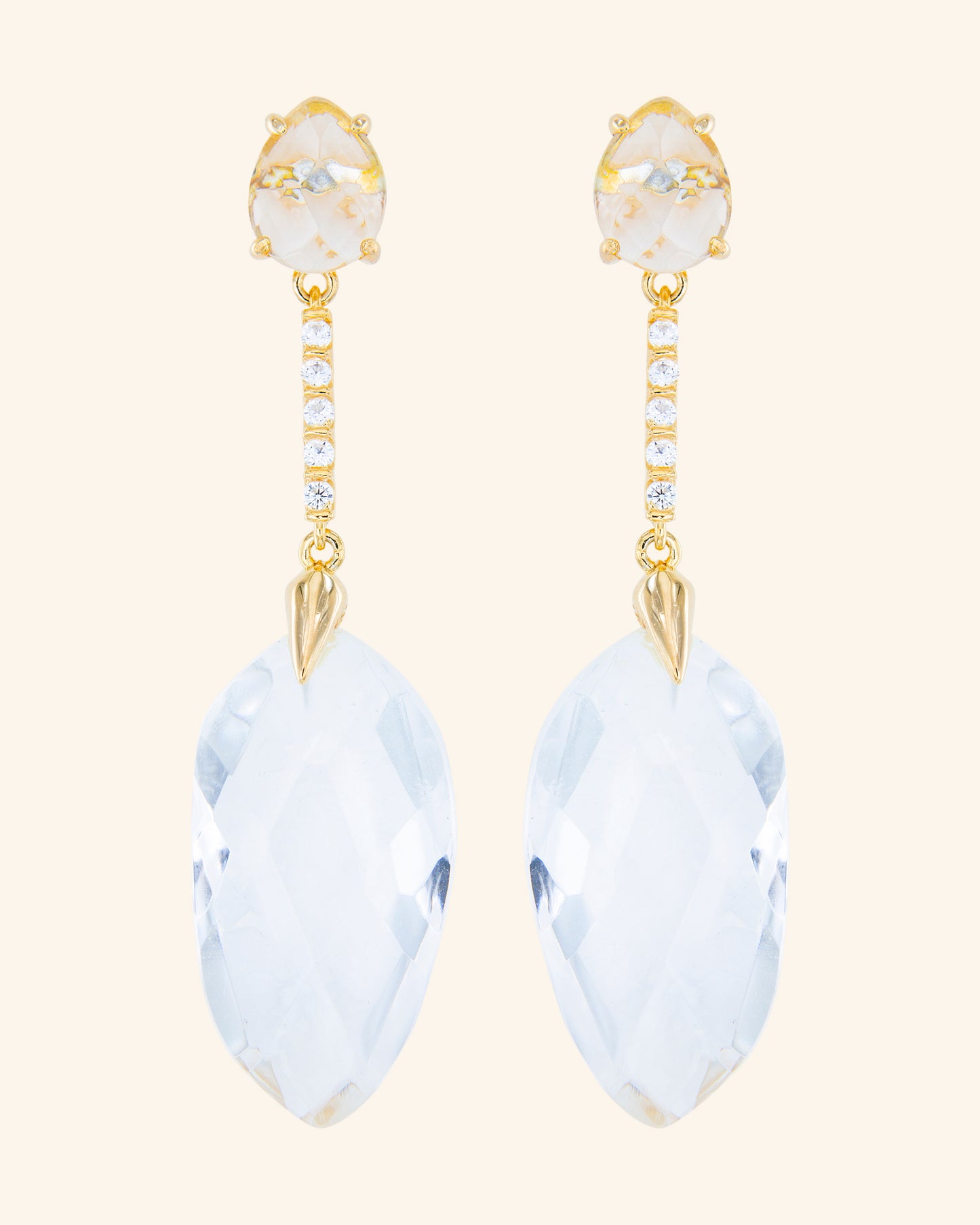 Pendientes Vivaxia con cuarzo incoloro