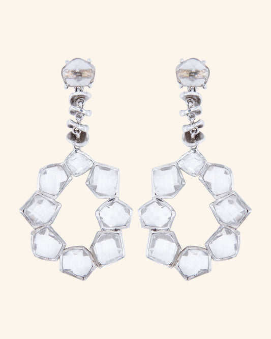 Pendientes Nunatak de plata con cuarzo incoloro