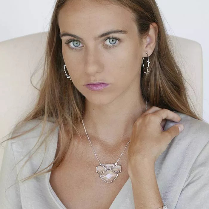 Silver Vizier necklace with colorless quartz