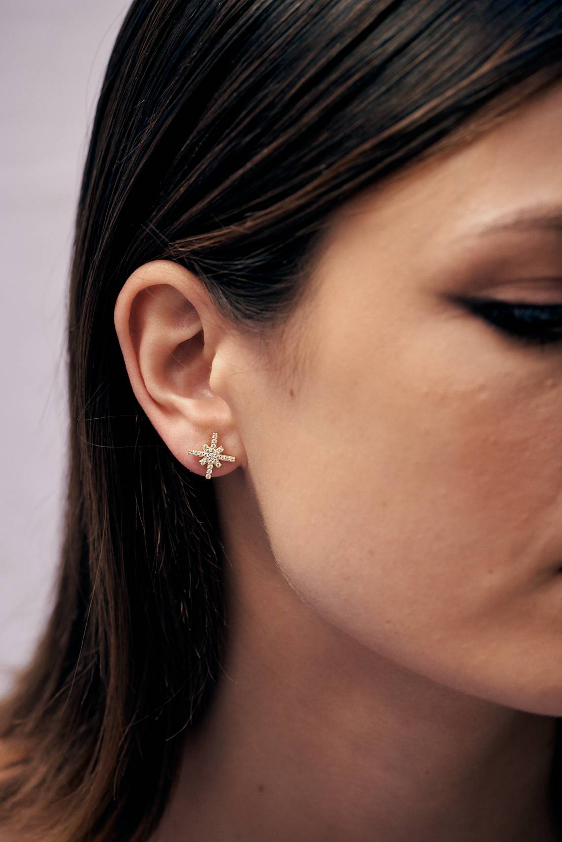Roma Cruz gold earrings with zircons 