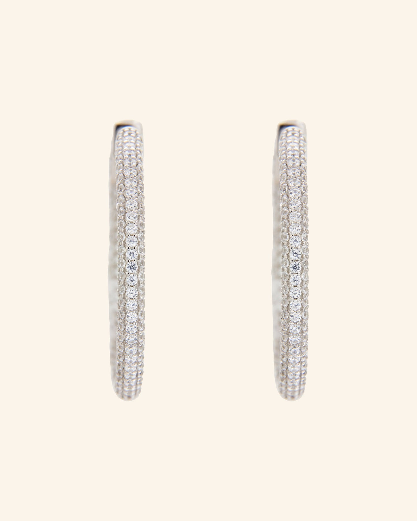 Silver Venus 3DM Hoop Earrings with Zircons