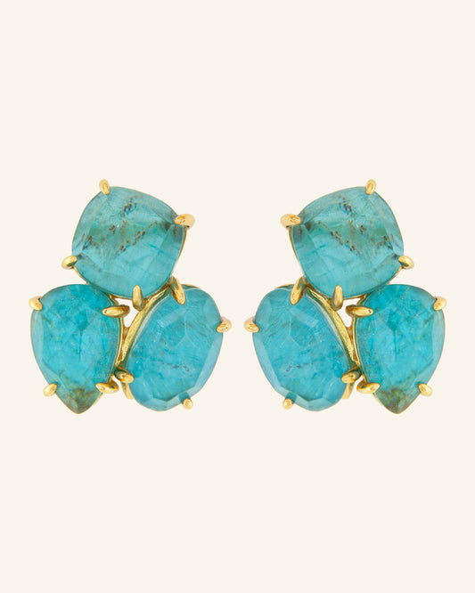 Kraz earrings with blue apatite