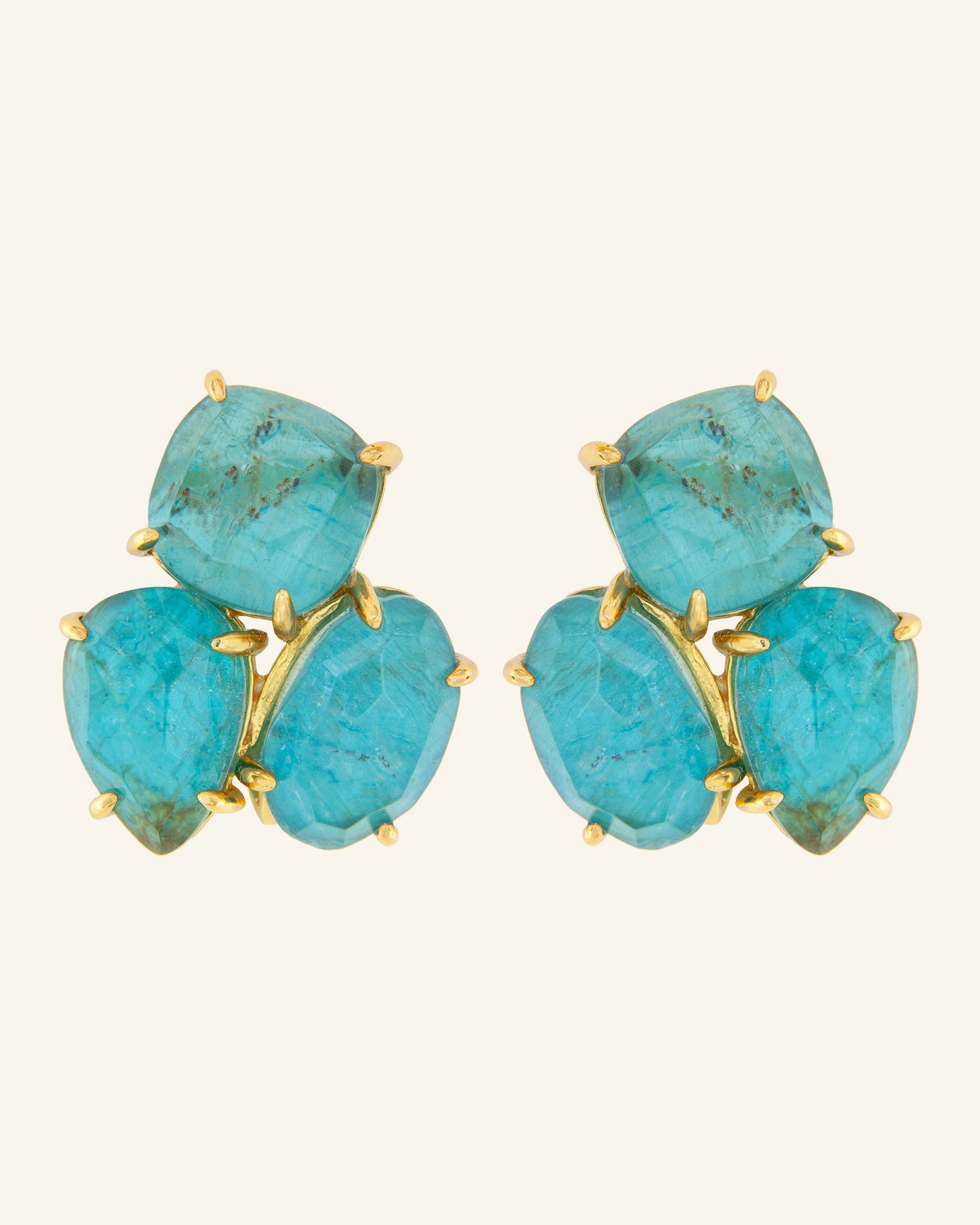 Kraz earrings with blue apatite