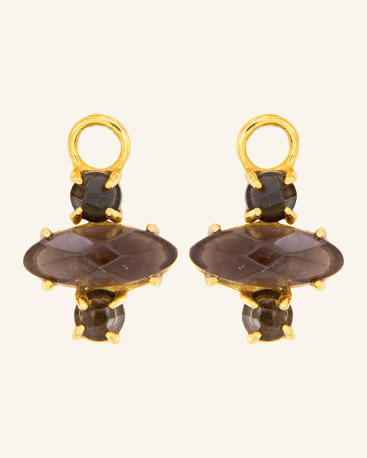 Cleopatra pendants with smoked quartz and onyx
