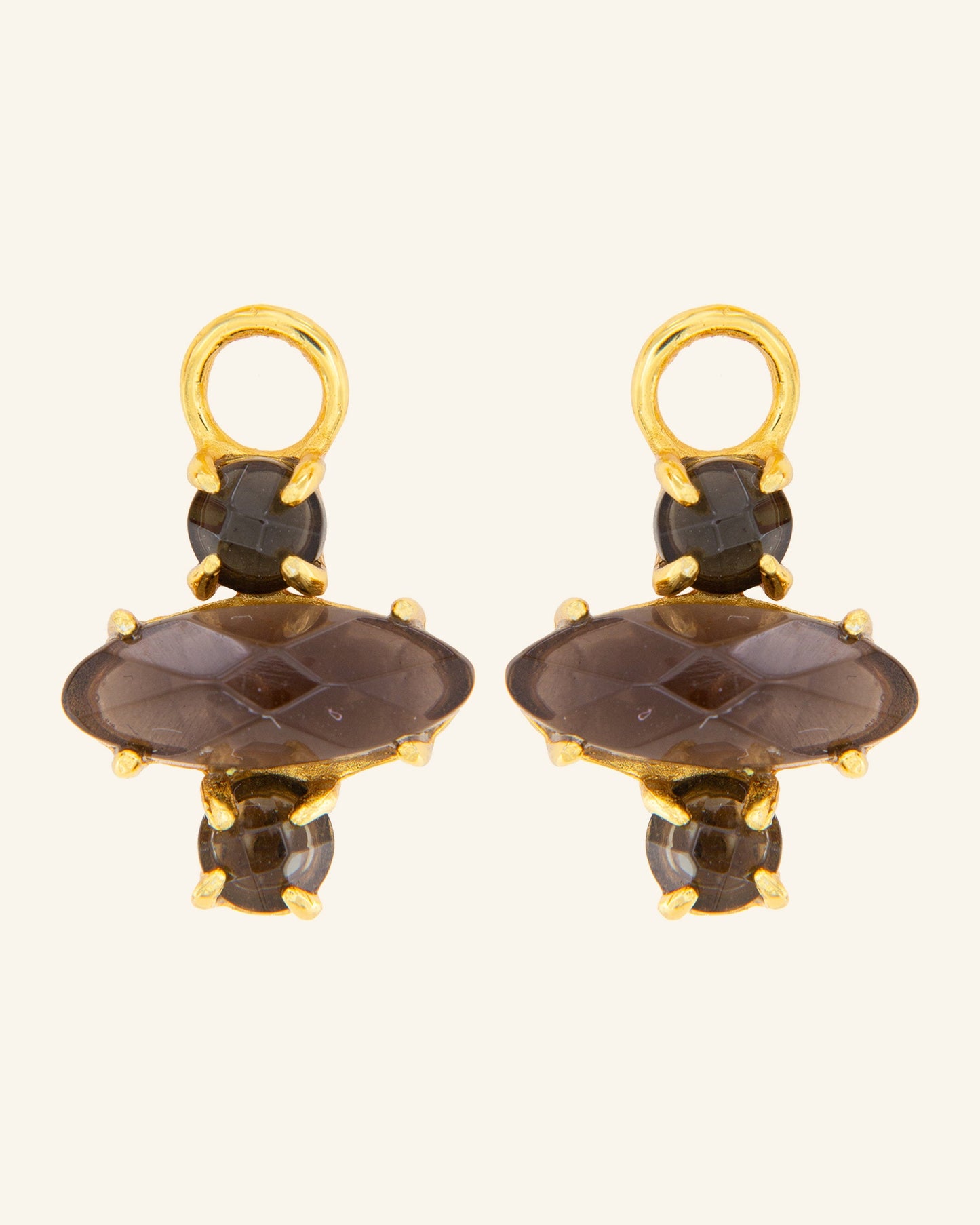 Cleopatra pendants with smoked quartz and onyx