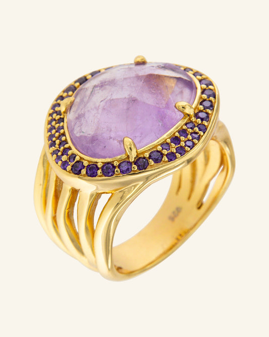 Hallelujah ring with amethyst