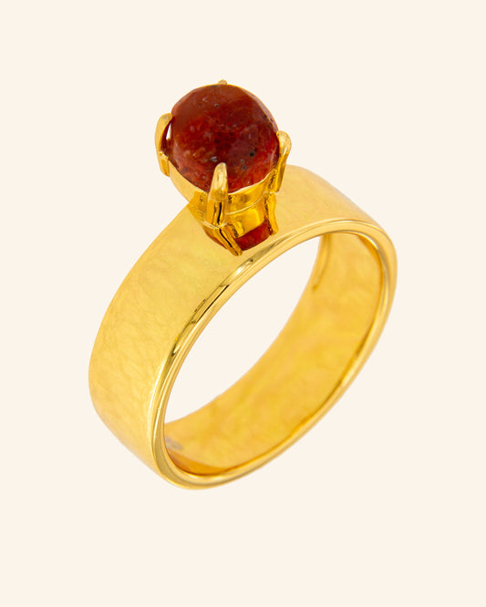 Gabo Ring with Red Coral