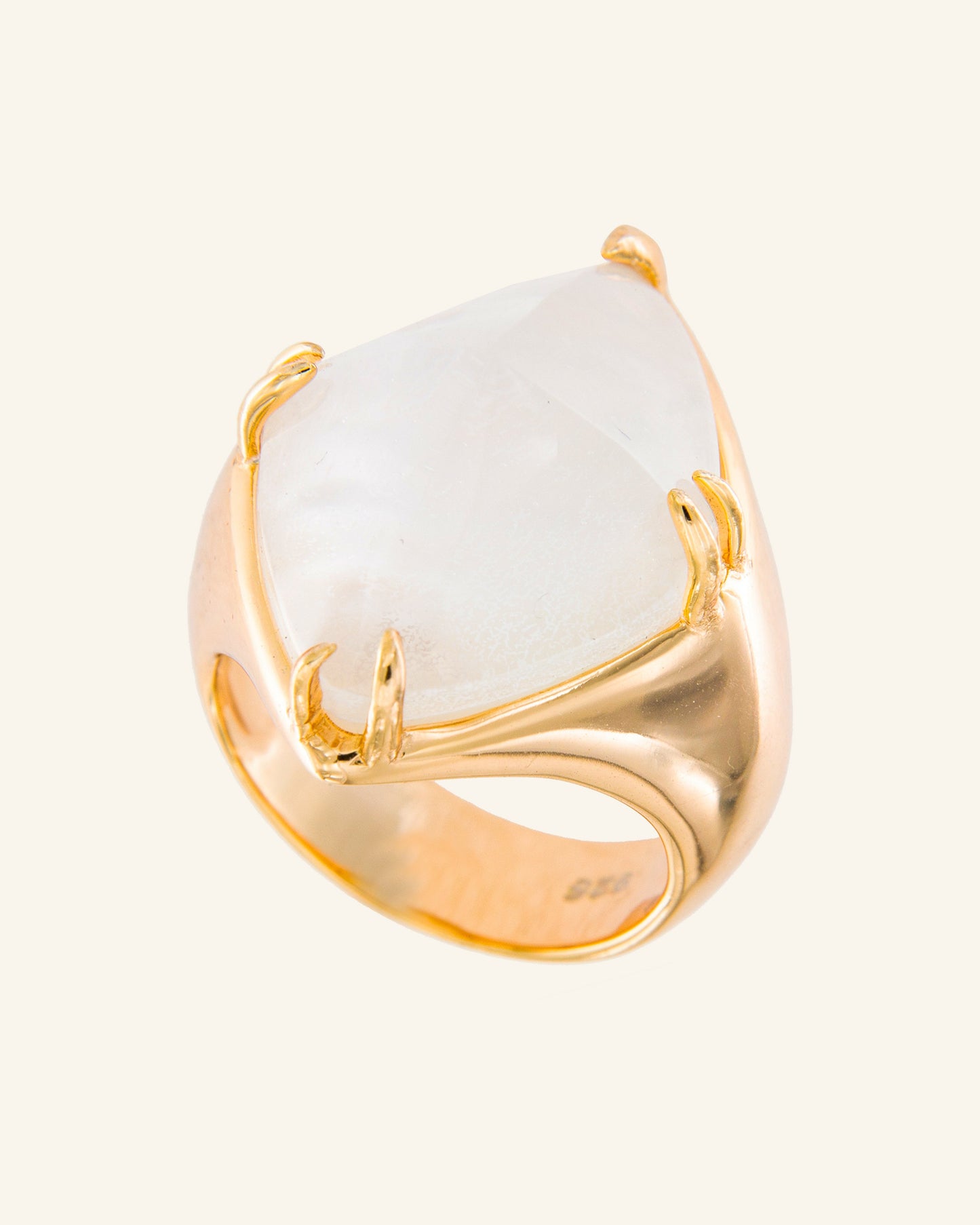 White Mother of Pearl and Quartz Igloo Ring