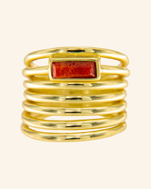 Lalique Ring with Red Coral