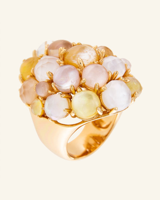 Liberis White, Gold and Pink Mother of Pearl Ring