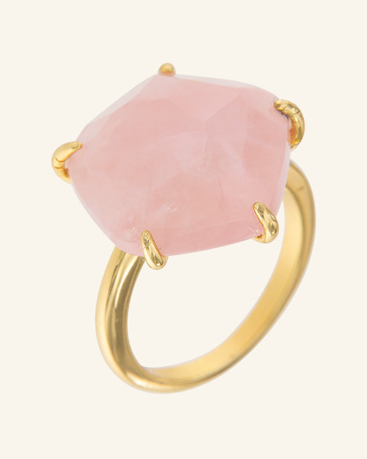 Papyrus ring with rose quartz