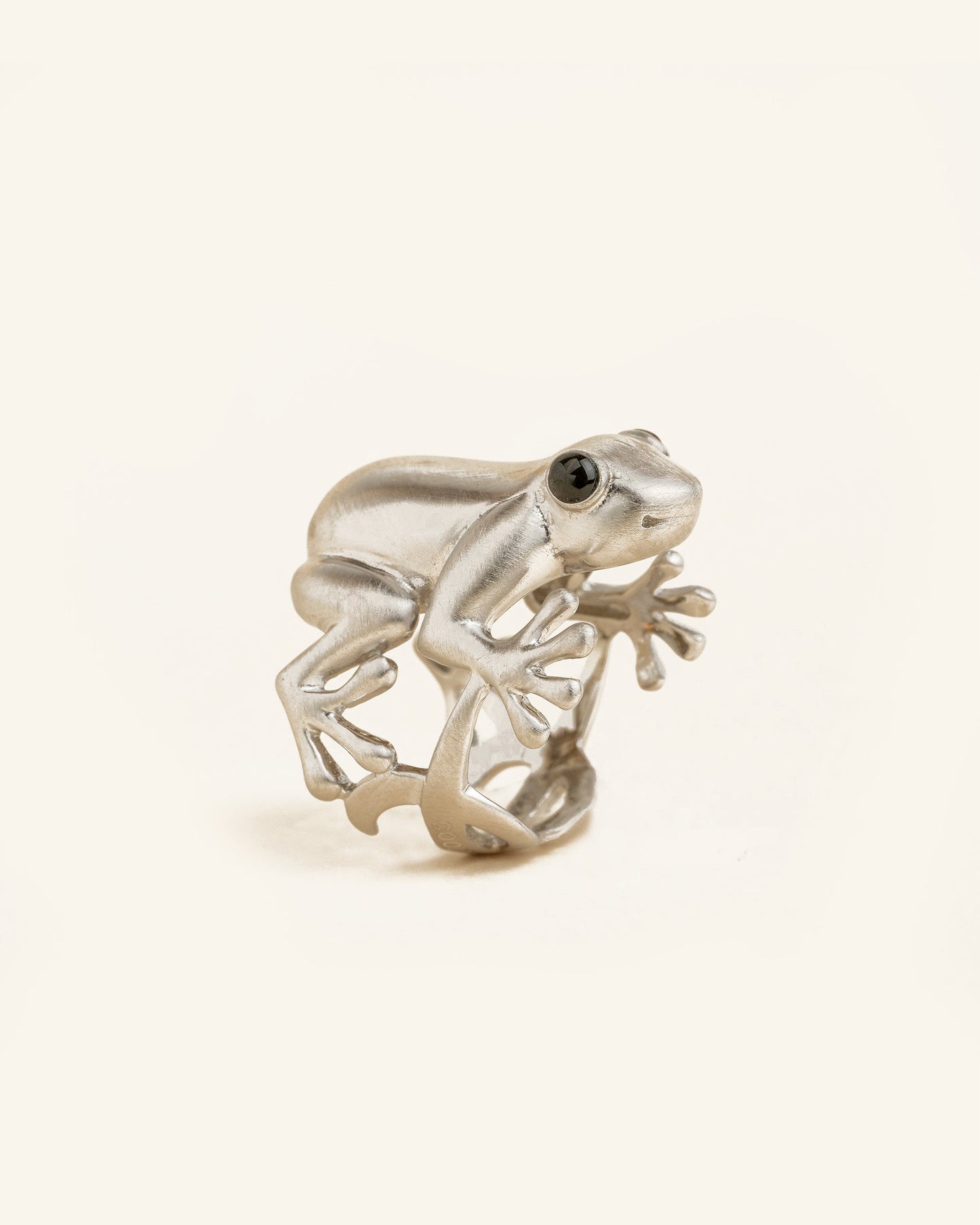 Matte Silver Frog Ring