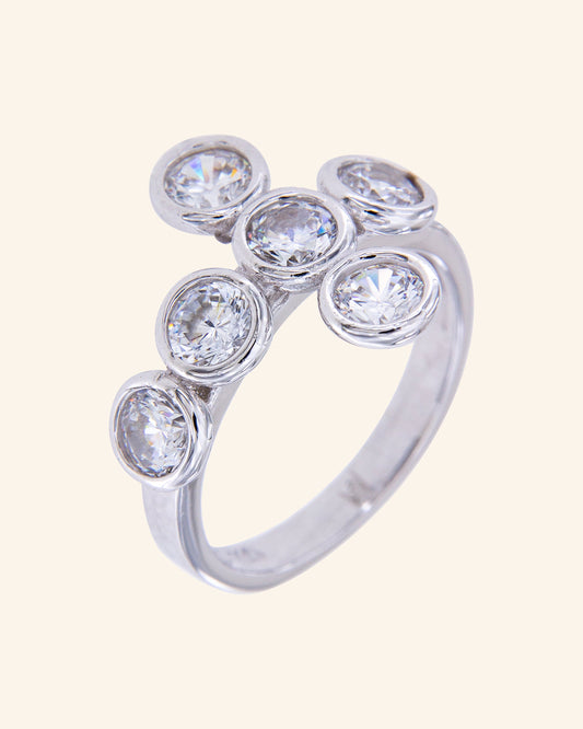 Rome silver ring with zircons
