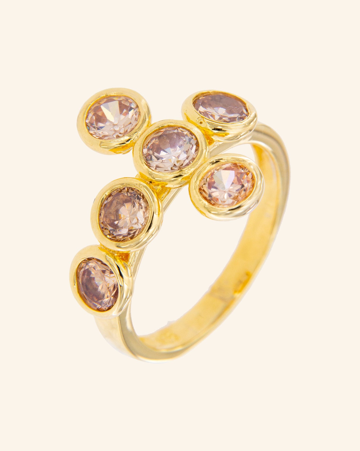 Golden Roma ring with zircons