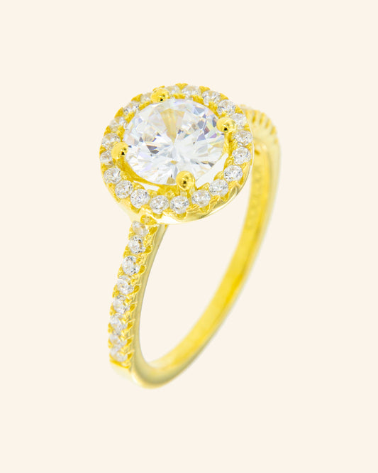 Golden Tao ring with zircons