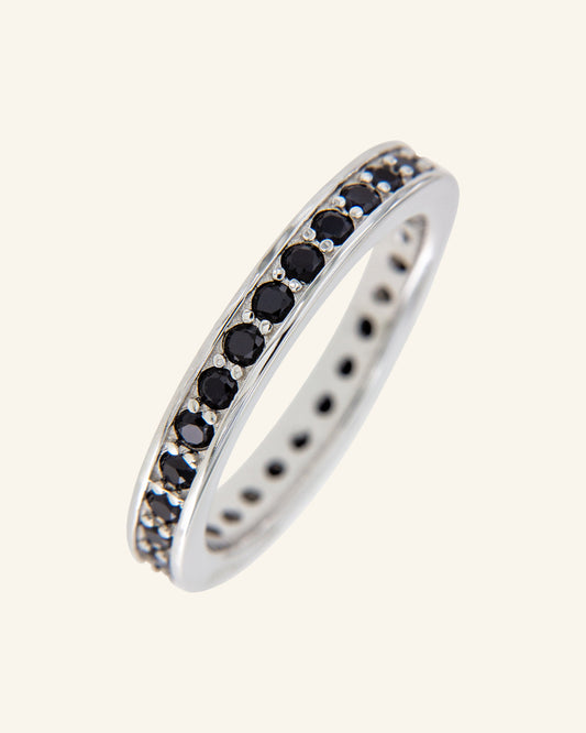 Tiber silver ring with black zircons