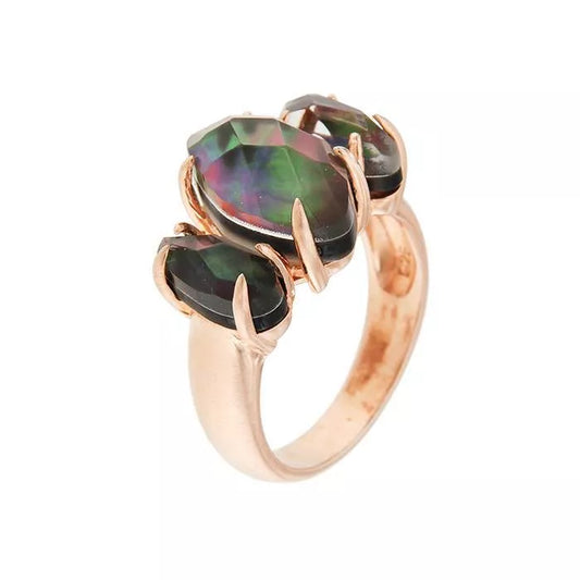 Anillo Lhasa con madreperla negra y cuarzo