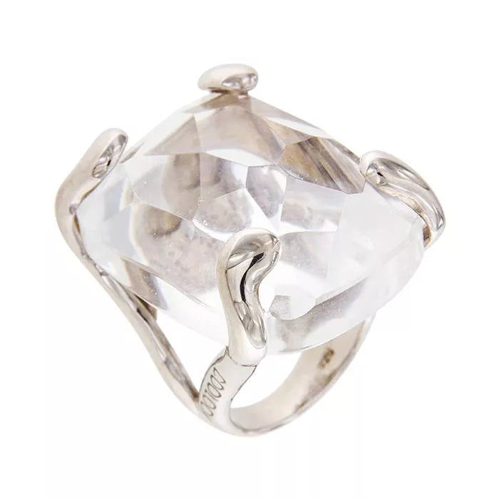 Munda Silver Ring with Colorless Quartz