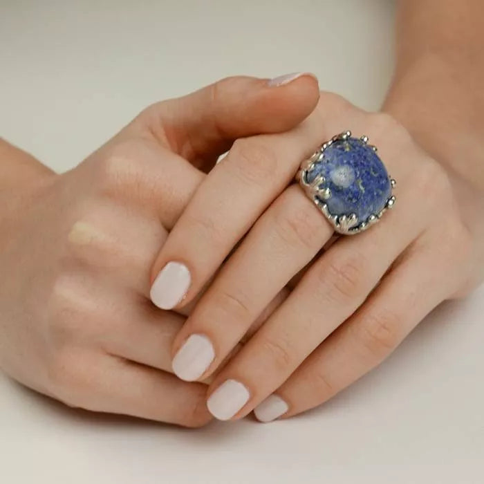 Nauro silver ring with dumortierite